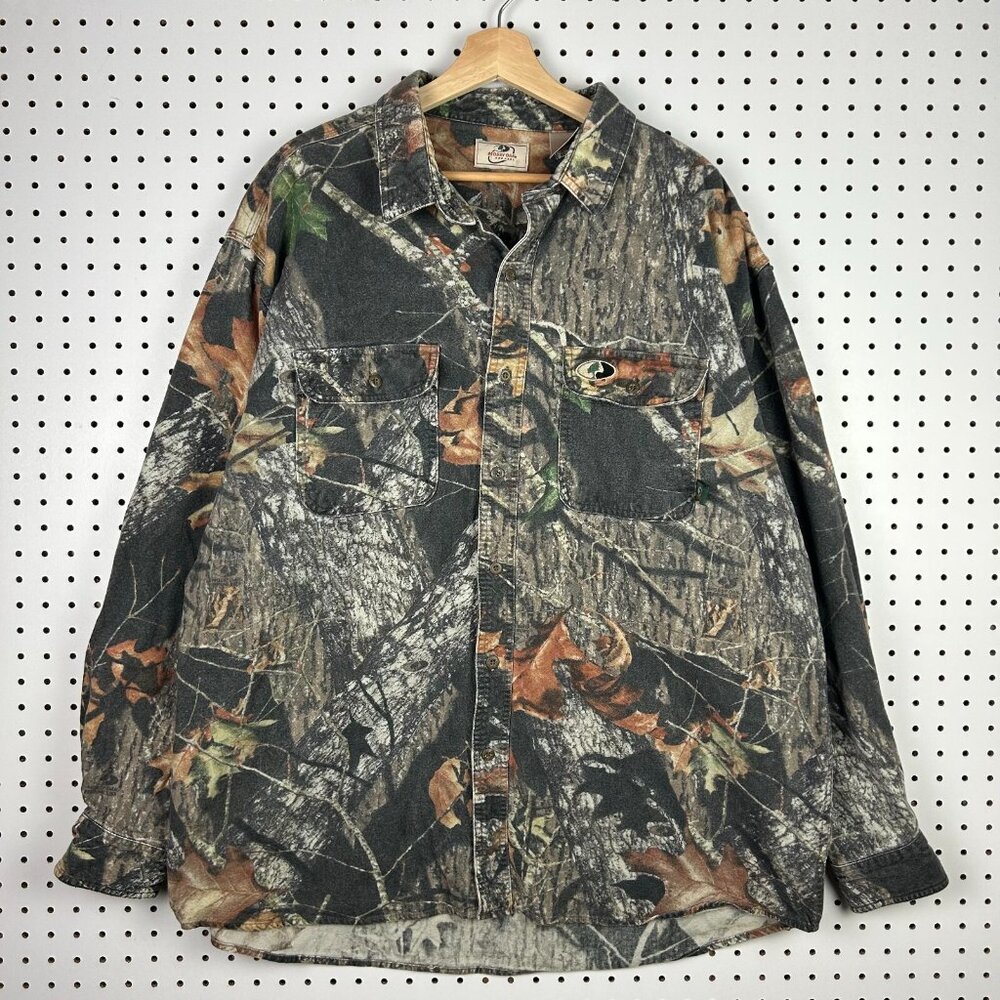 Mossy Oak Camo Hunting Shirt Size 2XL XXL Men's Button Long Sleeve Foliage Chore